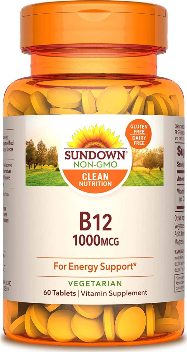 Sundown Naturals Vitamin B-12 High Potency 1000 mcg, 60 Tablets (Pack of 3)