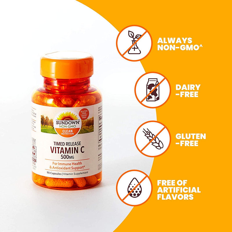 Sundown Vitamin C 500 mg Capsules Time Release 90 Capsules (Pack of 2)