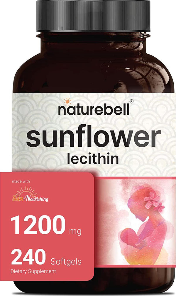 Sunflower Lecithin 1200mg, 8 Months Supply, 240 Softgels | Rich in Phosphatidyl Choline | Vegan Friendly, No Soy | by Naturebell