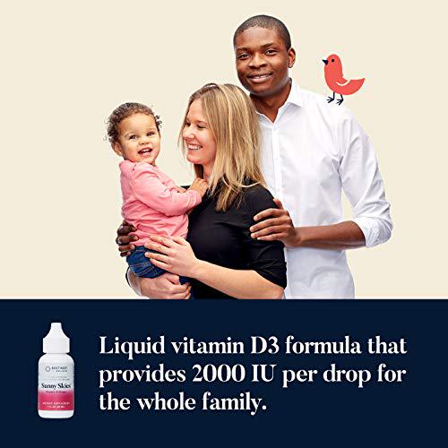 Sunny Skies Vitamin D-3 Drops, Natural Vitamin D Liquid Supplement, 2000 IU per Drop, Non-GMO, Easy-to-Use Dropper, Immune Support, 1 Oz, Best Nest Wellness