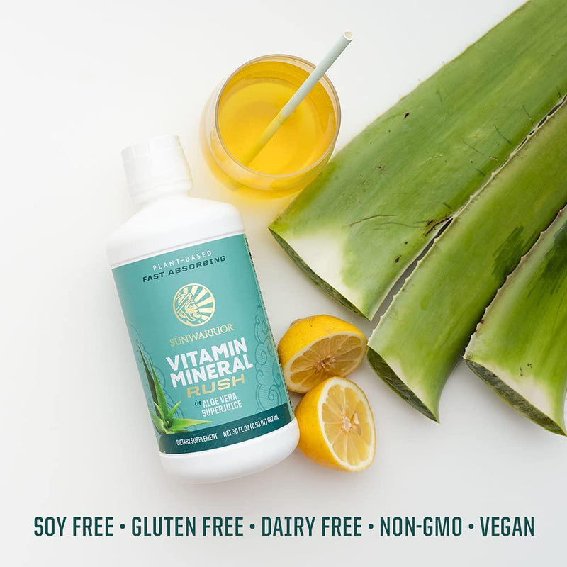 Sunwarrior - Liquid Vitamin Mineral Rush with Aloe, Fast Absorbing Raw Vegan Phytonutrients with B Vitamins (Vitamin Mineral Rush w/Aloe)