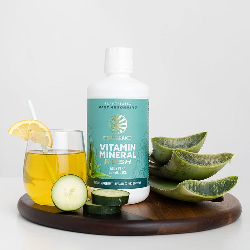 Sunwarrior - Liquid Vitamin Mineral Rush with Aloe, Fast Absorbing Raw Vegan Phytonutrients with B Vitamins (Vitamin Mineral Rush w/Aloe)