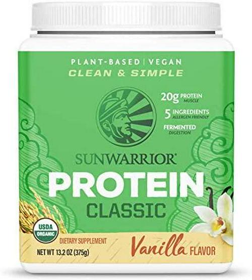 Sunwarrior Protein Classic Vanilla - 18g Protein Per Serving - Organic Plant Based and Vegan, 13.2 Ounce, 0.375 kilograms