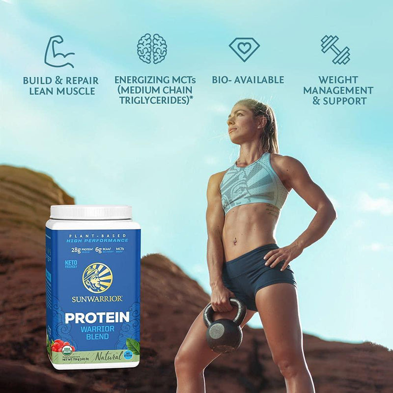 Sunwarrior Vegan Warrior Blend with BCAAs and Pea Protein and Vegan Collagen Building Protein Peptides with Hyaluronic Acid and Biotin