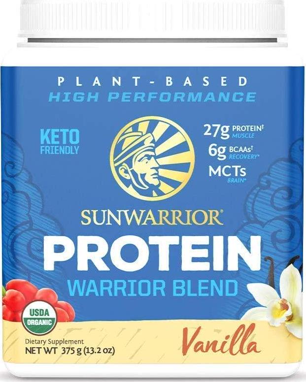 Sunwarrior Warrior Blend Organic Vegan Plant Protein Powder with BCAAs and Pea Protein Dairy Free Gluten Free Soy Free Non GMO Plant Based Protein Powder, Sugar Free and Keto Friendly