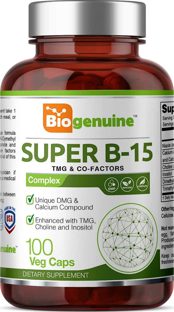 Super B-15 Pangamic Acid Complex 100 Vcaps - TMG | Healty Oxygen Levels | Energy