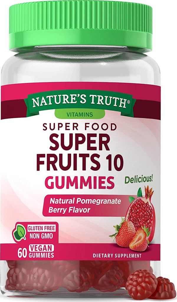 Super Fruits Gummies | 60 Count | Vegan, Non-GMO and Gluten Free | Super Food Supplement | Natural Pomegranate Berry Flavor | by Nature&#039;s Truth