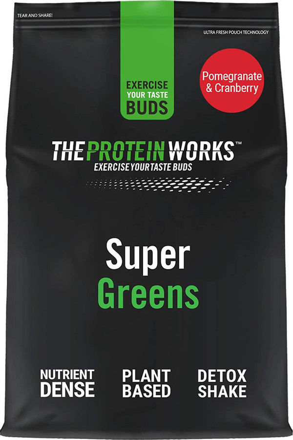 Super Greens Powder | Nutrient Dense Detix Shake | Supports Immune System | 100% Vegan | THE PROTEIN WORKS | Pomegranate and Cranberry | 1 Kg
