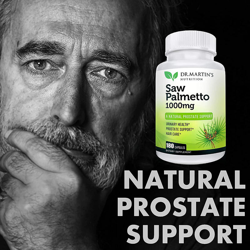 Super Strength Saw Palmetto, 180 Capsules Prostate Health Supplement, Extract and Berry Powder Complex, Support to Help Reduce Frequent Urination and Natural DHT Blocker to Help Prevent Hair Loss