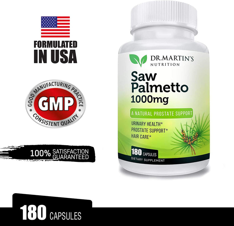 Super Strength Saw Palmetto, 180 Capsules Prostate Health Supplement, Extract and Berry Powder Complex, Support to Help Reduce Frequent Urination and Natural DHT Blocker to Help Prevent Hair Loss