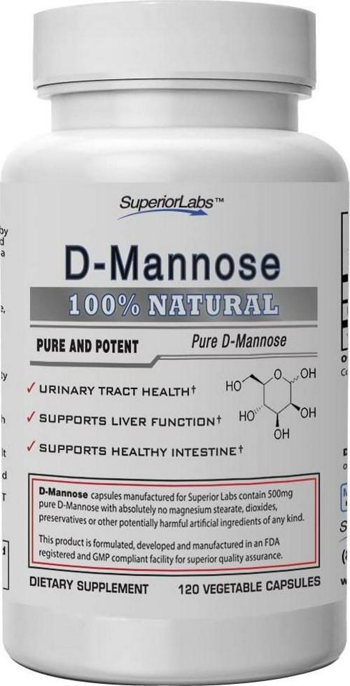Superior Labs – Best D-Mannose NonGMO Additive Free Dietary Supplement – 500mg, 120 Vegetable Capsules – Powerful Prebiotic – Boosts Urinary Tract Health – Supports Digestive Health and Liver Function