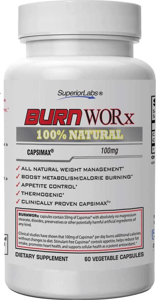 Superior Labs Burn Worx - Appetite Suppressant for Weight Loss and Metabolic Enhancer with CapsimaxÂ . Helps Boost Metabolism, Supports Calorie Burning While Enhancing Energy Levels