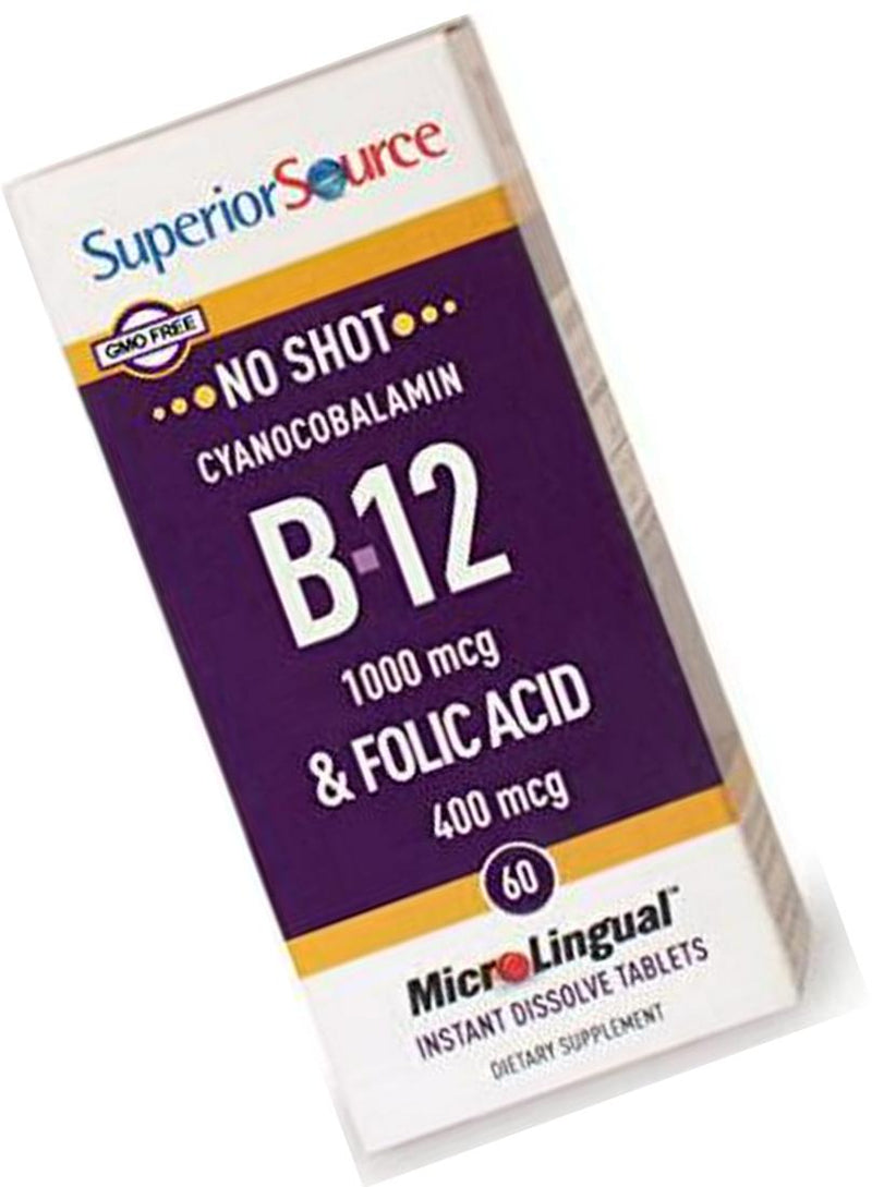 Superior Source No Shot B12/Folic Acid, 1000 mcg/400 mcg, 60 Count