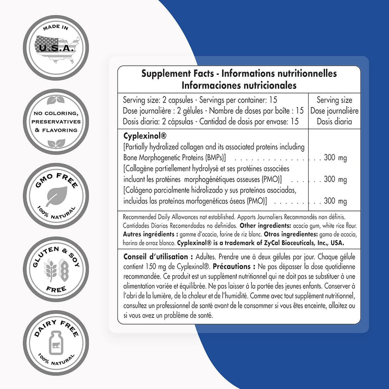 Supersmart - Articulation and Strengthening of The Bones - Bone Morphogenic Proteins - Cyplexinol Helps Regeneration of The Osteo-Articular System | Non-GMO - 30 DR Caps