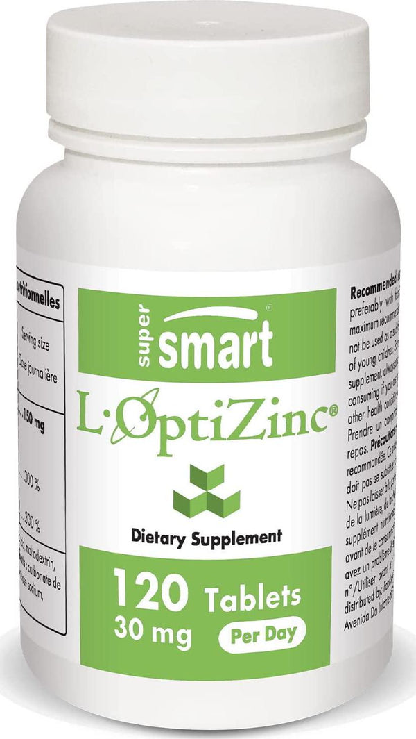 Supersmart - L-OptiZinc Â 30 mg Per Day - Zinc and Antioxidant Supplement - Support Healthy Respiratory System | Non-GMO and Gluten Free - 120 Tablets