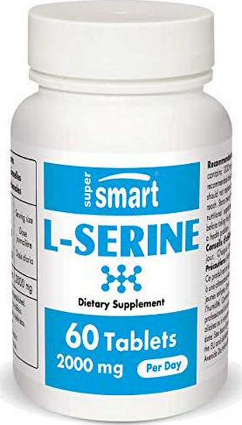 Supersmart - L-Serine 2000 mg Per Day - Brain Boost and Memory Supplement - Support Healthy Central Nervous System | Non-GMO and Gluten Free - 60 Tablets