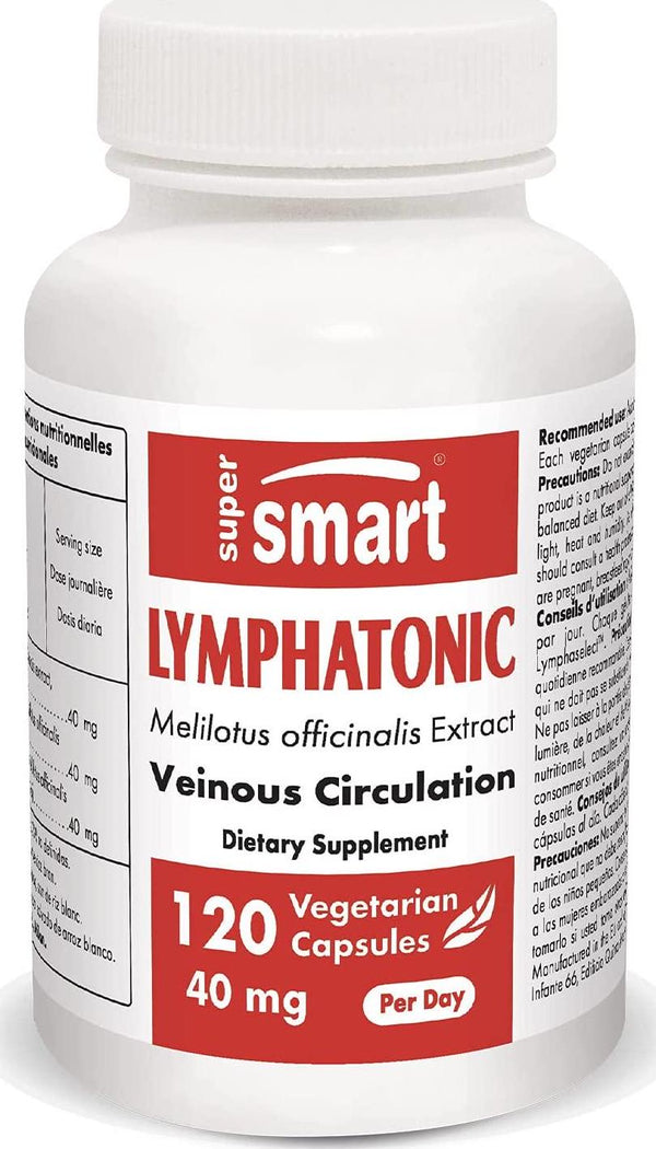 Supersmart - Lymphatonic 20 mg - Melilotus Officinalis Extract standardised 18% Coumarin - Swelling Relief and Anti Inflammatory Supplement | Non-GMO and Gluten Free - 120 Vegetarian Capsules