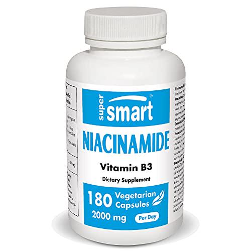 Supersmart - Niacinamide 2000 mg Per Day - Vitamin B3 - Improves Joint Mobility - Helps Reduce Psychological Effects of Stress and Bad Feelings | Non-GMO and Gluten Free - 180 Vegetarian Capsules