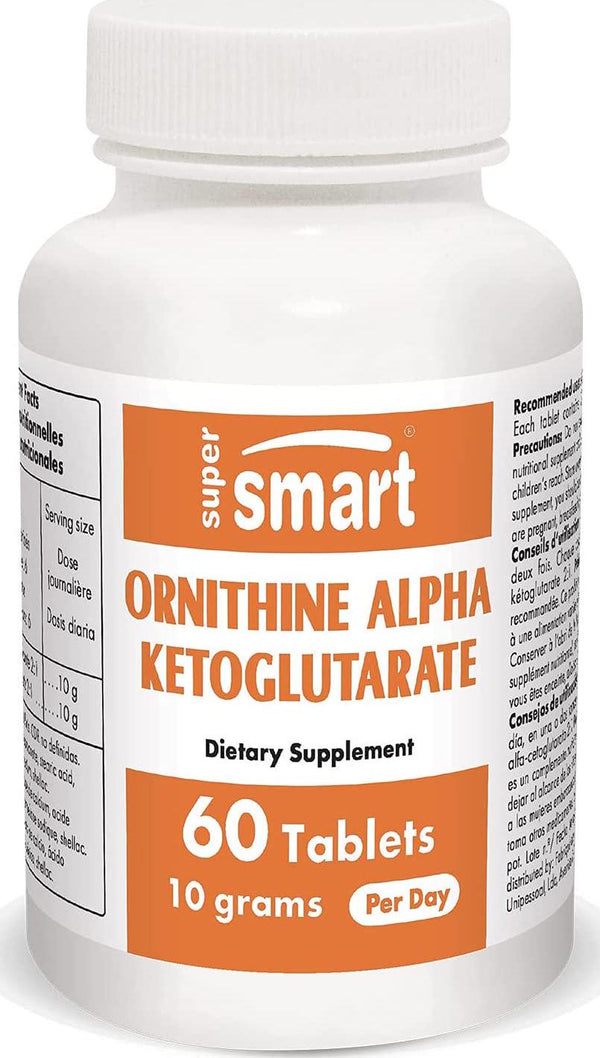 Supersmart - Ornithine Alpha Ketoglutarate (OKG) 1000 mg - Amino Acids - May Improve Muscle Mass | Non-GMO and Gluten Free - 60 Tablets