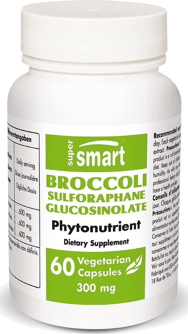Supersmart - Phytonutrients, Immune System - Broccoli Sulforaphane 300 mg - Extract with The Highest Concentration of Sulphoraphane (10%) and Greatest Stability | Non-GMO - 60 Vegetarian Capsules