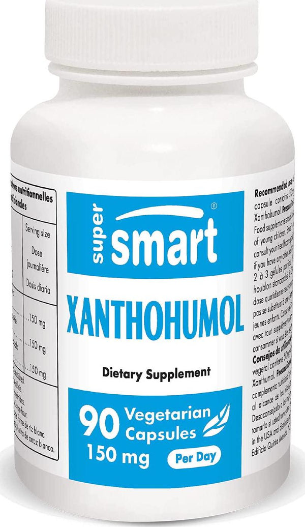 Supersmart - Xanthohumol 150 mg Per Day - Extract of Hop Flower Standardized to 10% Xanthohumol - Promotes Drowsiness and Calms Irritability | Non-GMO and Gluten Free - 90 Vegetarian Capsules