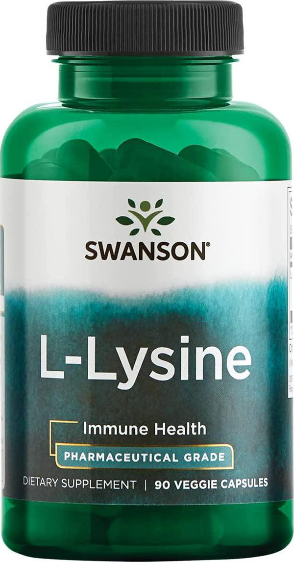 Swanson Amino Acid Ajipure L-Lysine Pharmaceutical Grade 500 Milligrams 90 Veg Capsules