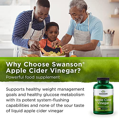 Swanson Apple Cider Vinegar Capsules - Supports Healthy Weight Loss and Digestive Health - Helps Support Metabolism and Maintain Glucose Profile - (180 Capsules, 625mg Each)