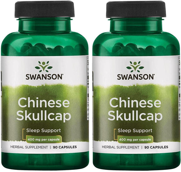 Swanson Chinese Skullcap - Herbal Supplement Promoting Relaxation and Sleep Support - Flavonoid Formula to Help Soothe Nerves - (90 Capsules, 400mg Each) 2 Pack