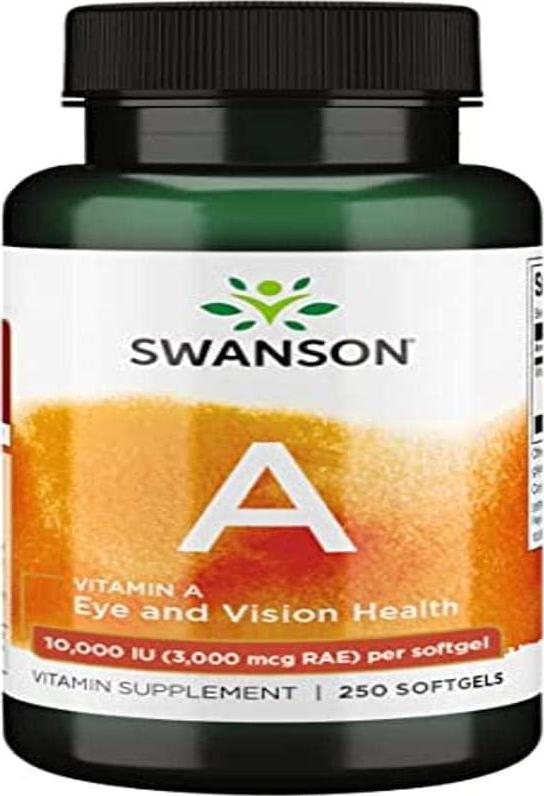Swanson Cod Liver - Natural Nourishment for Bone, Skin Health, Vision Support and Immune System Function - High Absorption Vitamin A (3000 mcg RAE) - (250 Softgels, 10,000 IU Each)