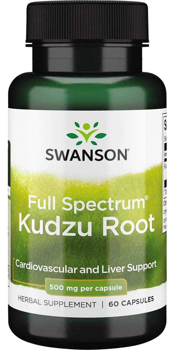 Swanson Full Spectrum Kudzu Root - Herbal Supplement Supporting Heart Health and Liver Health - May Support Healthy Blood Pressure and Cholesterol Levels - (60 Capsules, 500mg Each)