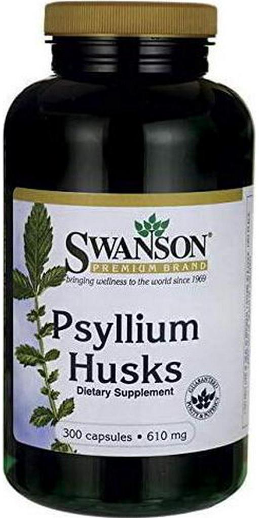 Swanson Psyllium Husk Digestive Weight Colon Health Dietary Fiber Supplement 610 mg 300 Capsules (Caps)