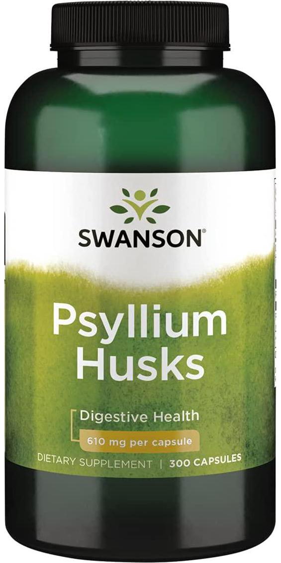 Swanson Psyllium Husk Digestive Weight Colon Health Dietary Fiber Supplement 610 mg 300 Capsules (Caps)