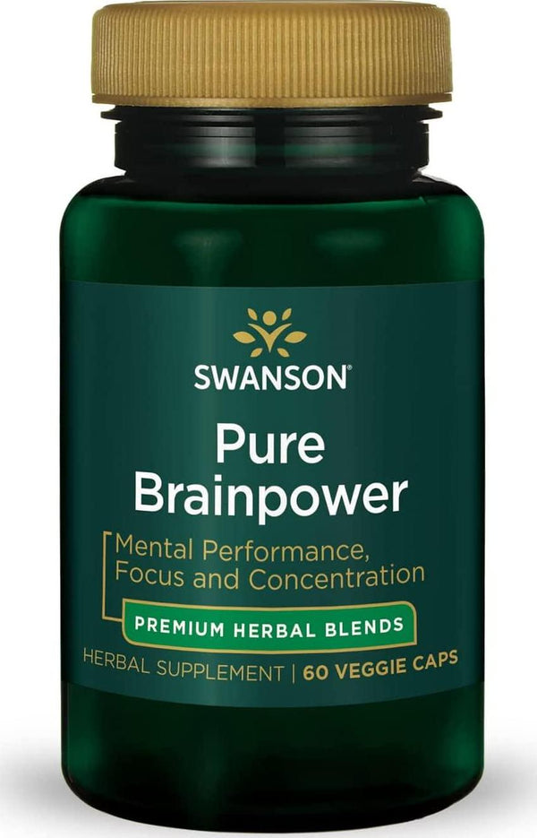 Swanson Pure Brainpower Brain Health Cognitive Memory Focus Support Brain-Derived Neurotrophic Factor (BDNF) Herbal Supplement (Ginkgo Biloba, Bacopa Monnieri) 60 Veggie Capsules (Veg Caps) Vegan
