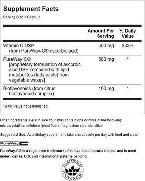 Swanson Pureway-Vitamin C 500 Milligrams with Bioflavonoids 500 Milligrams 90 Capsules