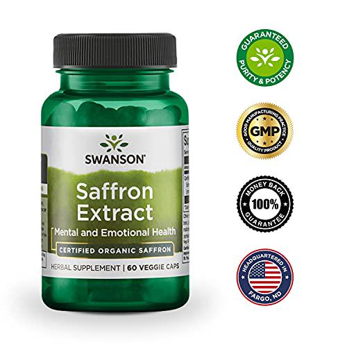 Swanson Saffron Extract-Herbal Supplement Promoting Mood Support -Natural Source of Eye Health Support and Weight Management-Organic Saffron Delivering 2% Safranal-(60 Veggie Capsules, 30mg Each)