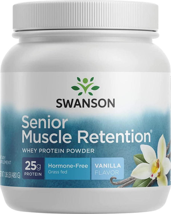 Swanson Senior Muscle Retention Protein Powder Vanilla 1.06 lb (480 g) Pwdr