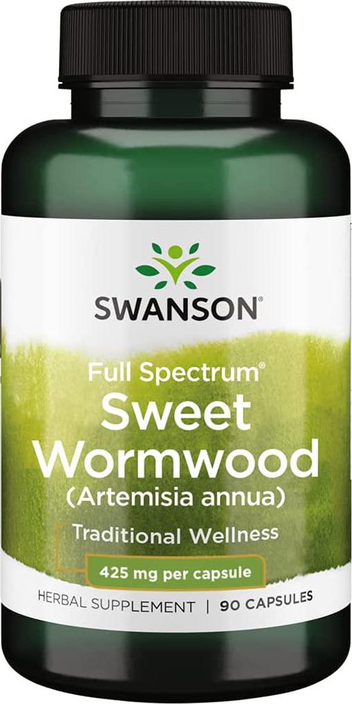 Swanson Sweet Wormwood - May Promote GI Gut Health, Microbial Balance and Digestive Health Support - Herbal Supplement with Artemisinin - (90 Capsules, 425mg Each)