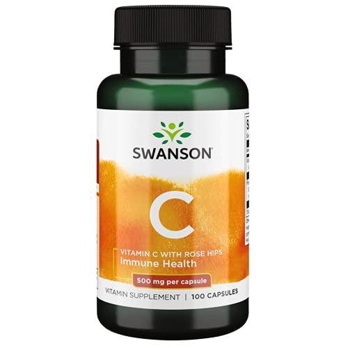 Swanson Vitamin C with Rose Hips Immune System Support Skin Cardiovascular Health Antioxidant Supplement 500 mg 100 Capsules