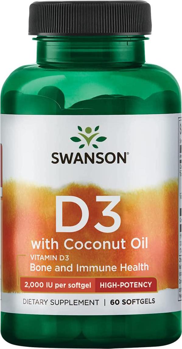 Swanson Vitamin D-3 with Coconut Oil 60 Sgels