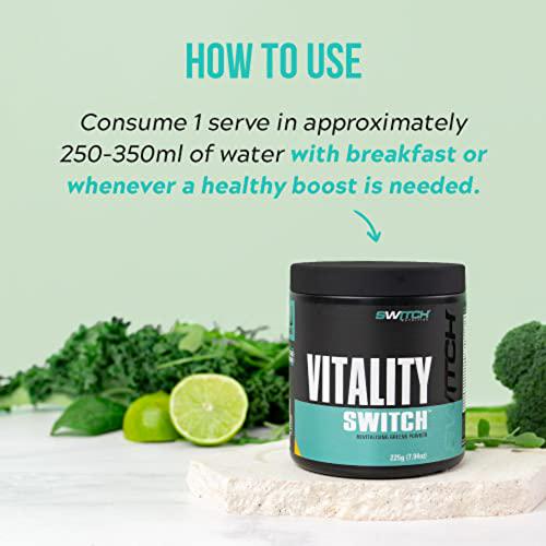 Switch Nutrition Vitality Switch Strawberry Kiwi Revitalising Super Greens Powder 225 g