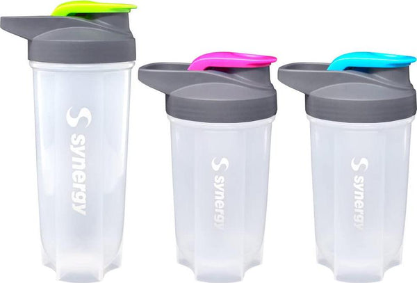 Synergy Protein Nutrition Shaker Bottle 3-Pack (18/18/24oz, Blue/Green/Pink)
