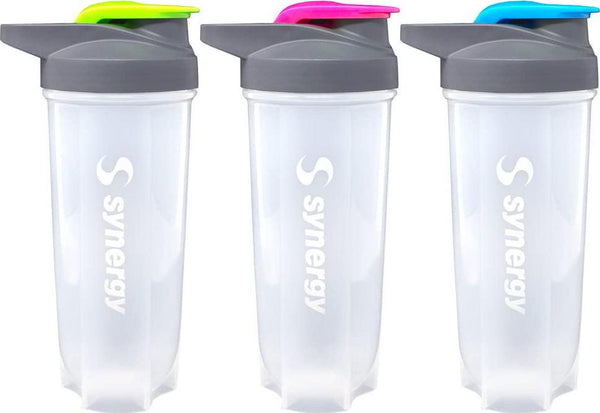 Synergy Protein Nutrition Shaker Bottle 3-Pack (24oz, Blue/Green/Pink)