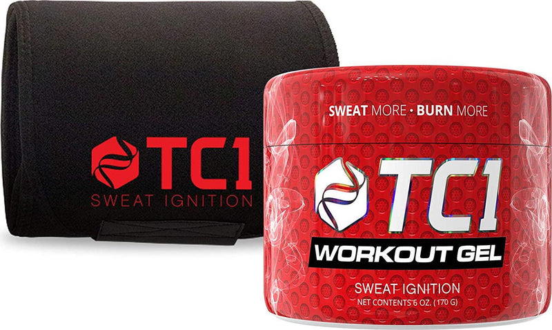 TC1 Waist Belt Bundle with TC1 Advanced Topical Sweat Workout Enhancer with Capsaicin