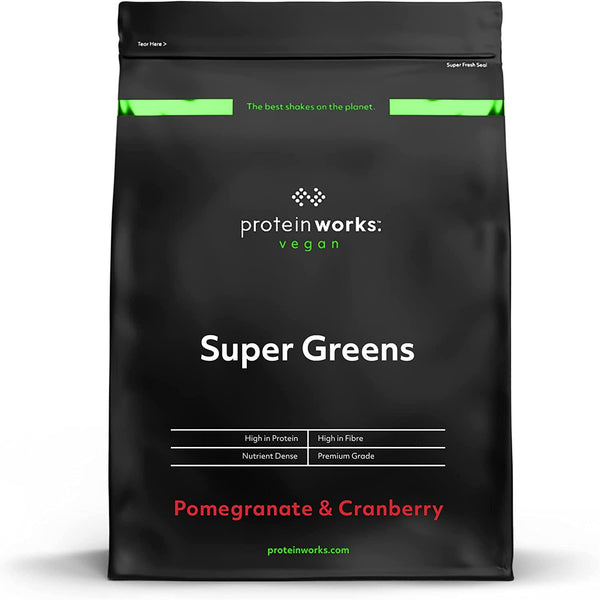 THE PROTEIN WORKS Super Greens Powder | Nutrient Dense Detox Shake | Supports Immune System | 100 Percent Vegan | Pomegranate and Cranberry | 500 g