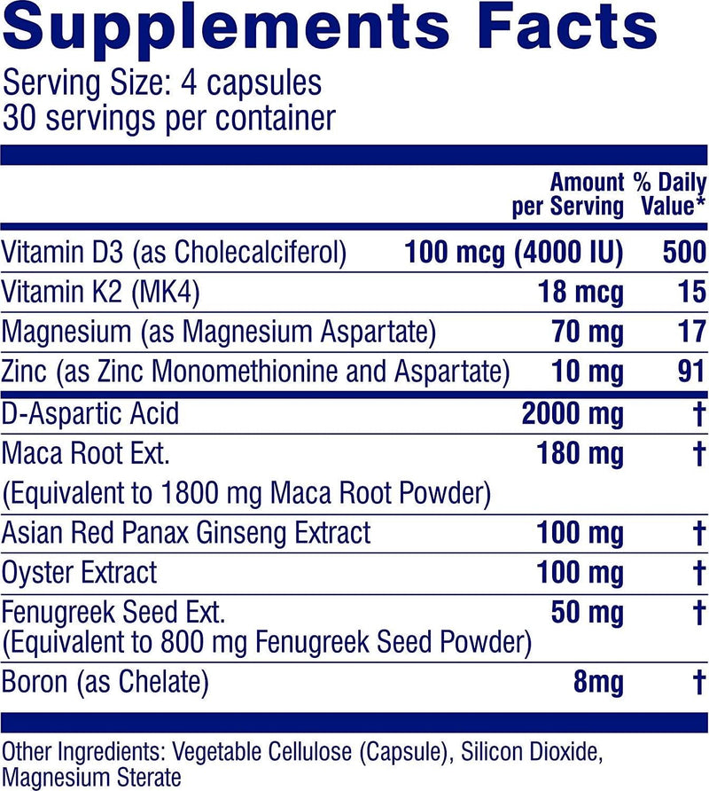 TestoFuel 120 T-Booster Pills for Men - 100% Natural Ingredients - US Made Premium Supplement