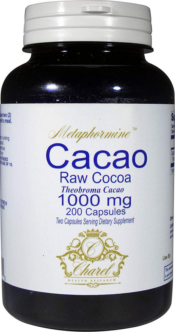 Theobroma Cacao 1000mg Dietary Supplement - Promotes Healthy Blood Flow, Transport Oxygen and Nutrients More Easily to Organs - Gluten Free, Non-GMO - 200 Capsules (100 Day Supply)