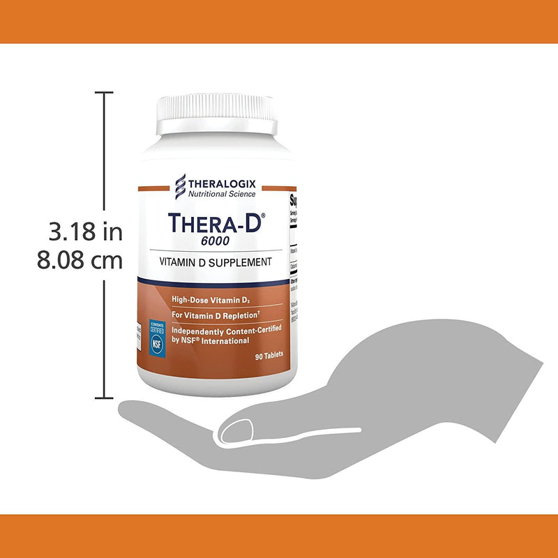 Thera-D 6000 Vitamin D Supplement | 6,000 iu Vitamin D3 Tablets | 90 Day Supply | Made in The USA