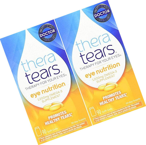 Thera Tears Nutrition, 1200mg Omega-3 Supplement Capsules, 90-Count (Pack of 2)