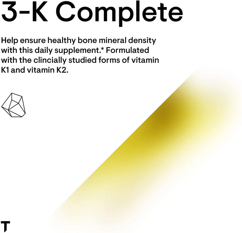 Thorne Research - 3-K Complete - Vitamins K1 and K2 for Heart and Bone Support - 60 Capsules