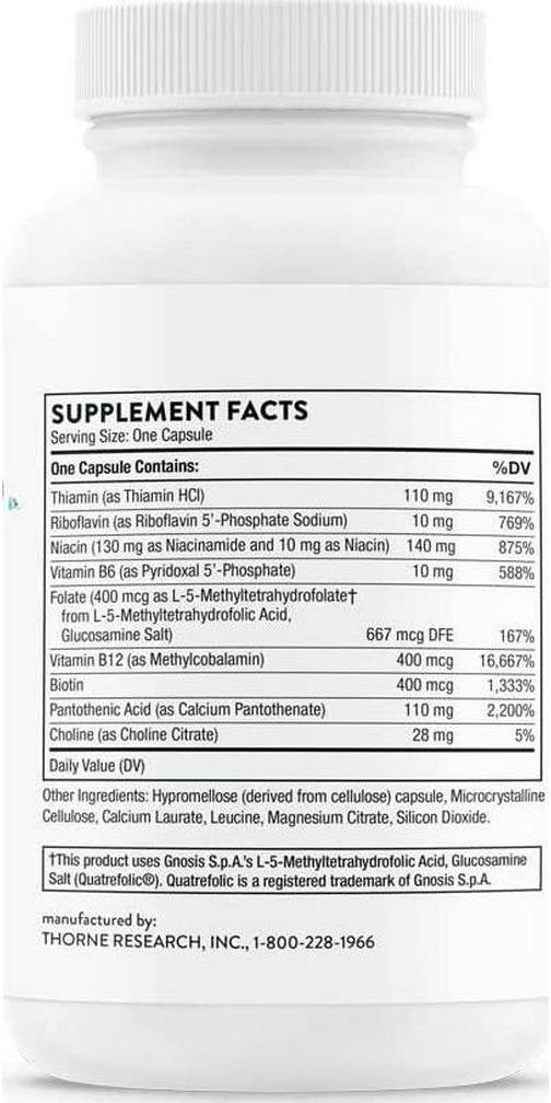 Thorne Research - Basic B Complex - B Vitamins in Their Active Forms - 60 Capsules